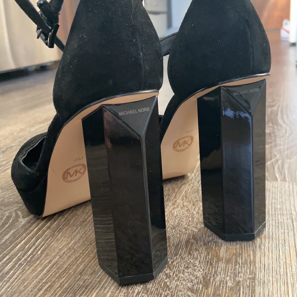 Michael Kors Suede Platforms with Geometric Heels